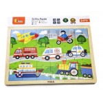 24 pc Viga Puzzle Wooden - Vehicles